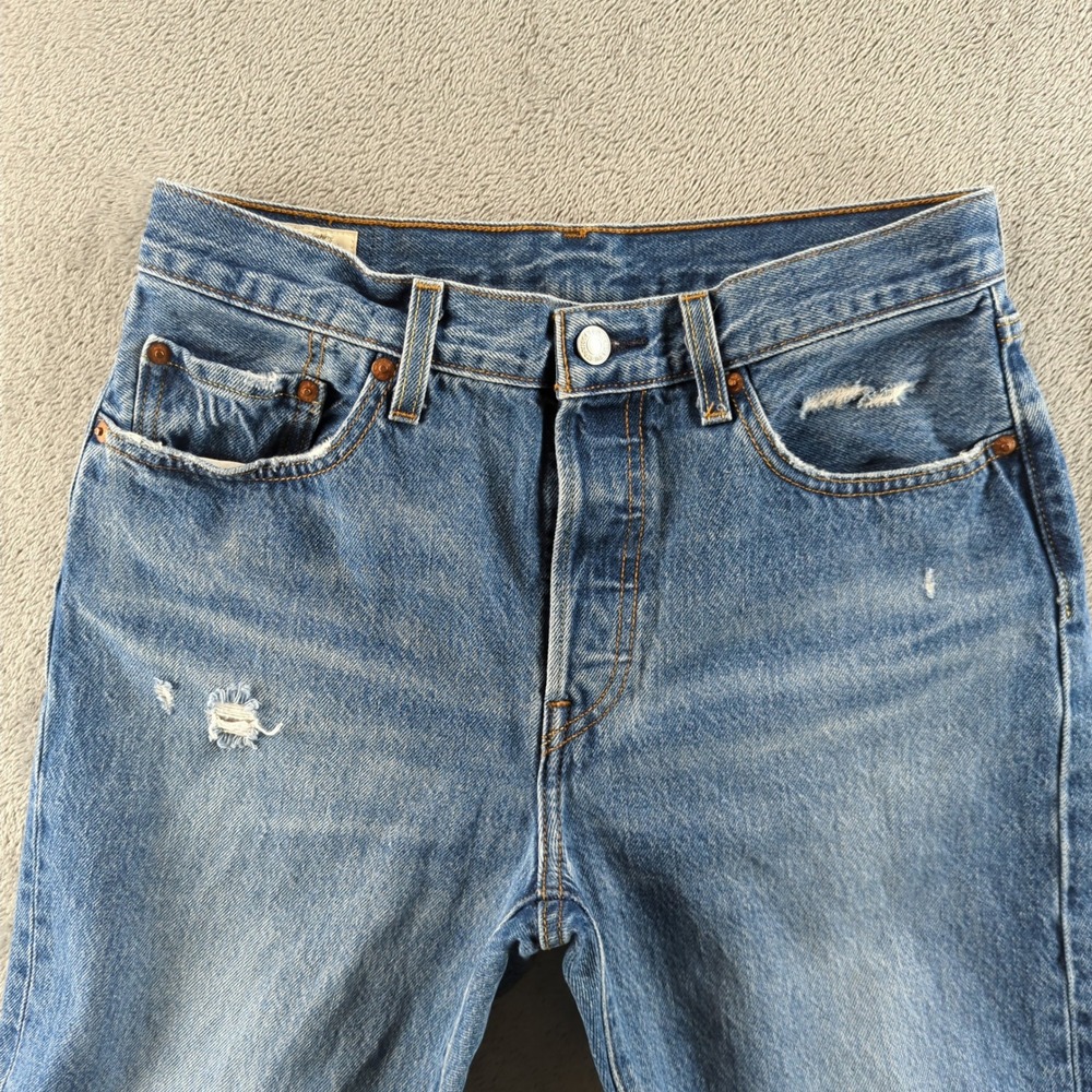 Levis Premium 501 Jeans Mens 28x30 Blue Faded‎ Straight Button Fly Denim Pants